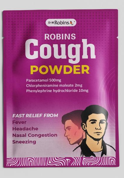 Robins Cough Powder pack — Paracetamol 500mg, Chlorpheniramine maleate 2mg, Phenylephrine hydrochloride 10mg